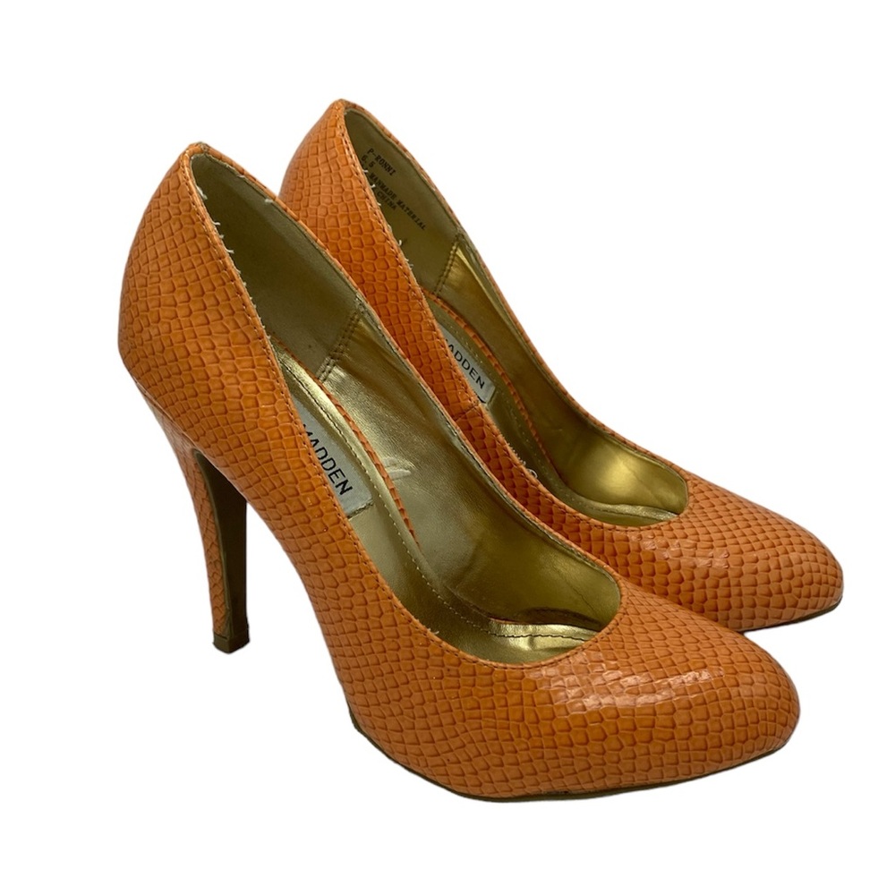 🔥5 for $20🔥 Steve Madden Orange Ronni Faux Snakeskin Stiletto Heels Size 6.5